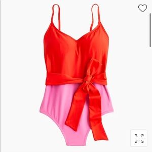 J.crew Belted colorblock one-piece swimsuit